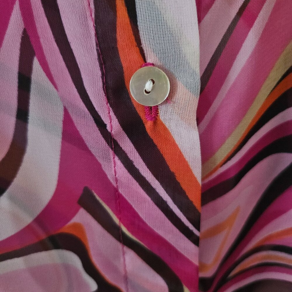 Vintage Nicola Pink Orange Psychedelic Swirl Sheer Blouse Top Size Small - Picture 5 of 9
